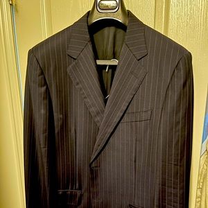 44R Canali suit, Pant 38”. Rich dark navy w/ purple pinstripes.  New $2000+